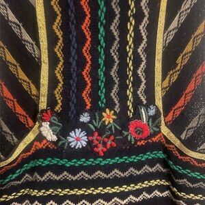 RARE Free People Multicolor Wool Knit Embroidered Dress/Jumper/Sweater Vest Sz S